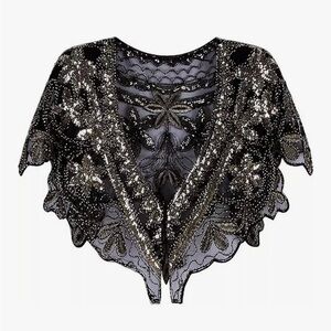 Black and gold Sequin  Shawl